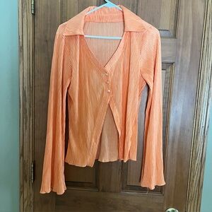 Lyaner Orange Women's Pleated Top - XL